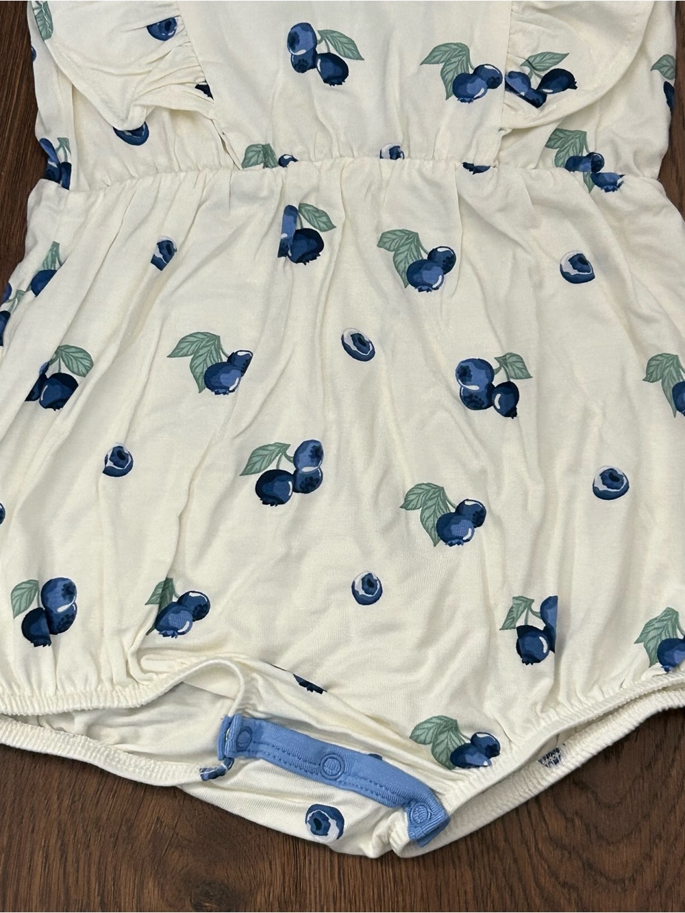 Kyte Short Sleeve Bubble Romper with Ruffles in Blueberry 18-24m - Picture 4 of 7
